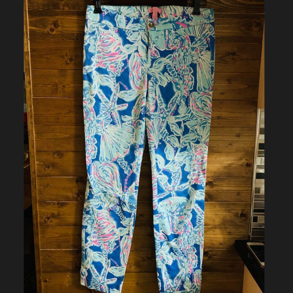 Lilly Pulitzer KELLY PANTS Skinny Ankle Pant BAY BLUE the DEEP Starfish